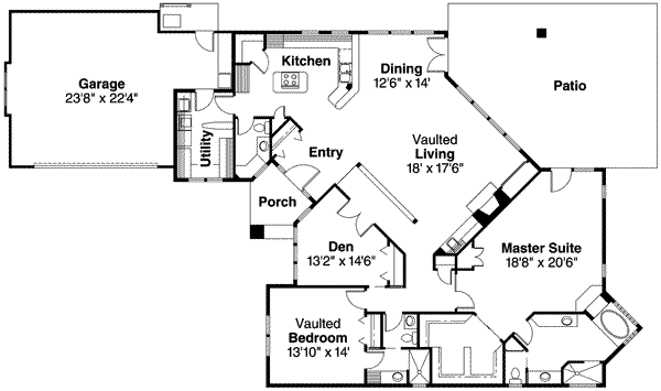 House Plan Design - Ranch Floor Plan - Main Floor Plan #124-451