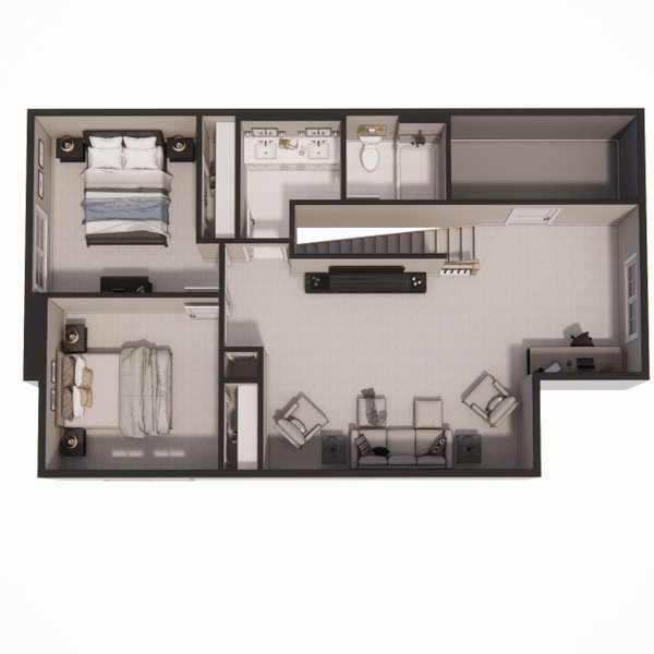 Floor Plan - Upper Floor 1 for Farmhouse House Plan #51-1527 - 3 bed, 2.5 bath