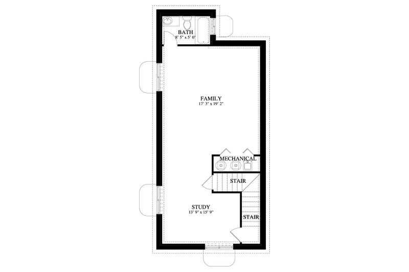 House Design - Floor Plan - Lower Floor for Modern House Plan #1060-213 - 2 bed, 2.5 bath