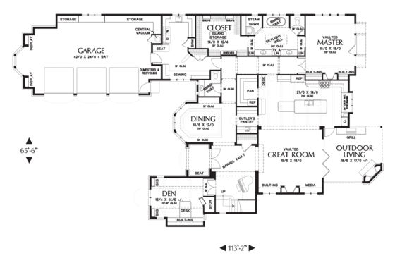 Floor Plan - Main Floor for European House Plan #48-625 - 3 bed, 3.5 bath