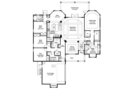 Floor Plan - Main Floor for Farmhouse House Plan #938-143 - 4 bed, 3 bath