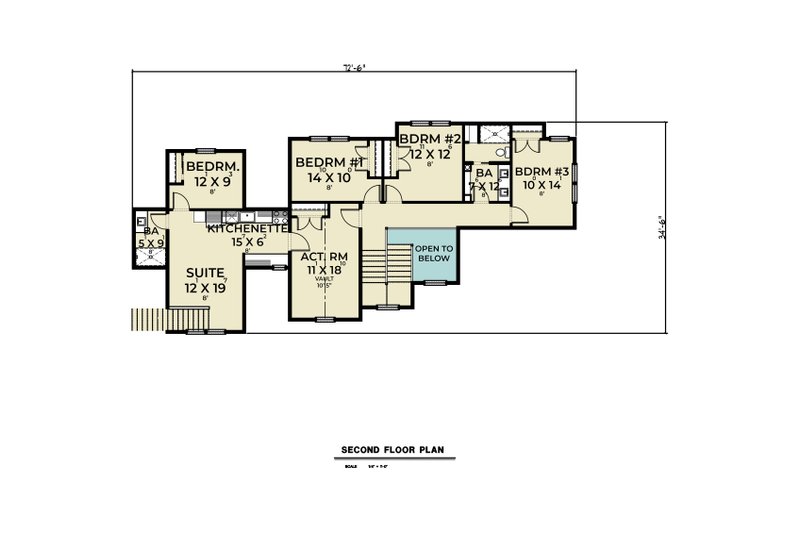 Architectural House Design - Floor Plan - Upper Floor for Farmhouse House Plan #1070-133 - 5 bed, 3.5 bath