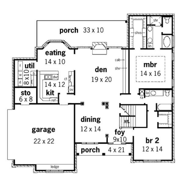 Southern Floor Plan - Main Floor Plan #16-212