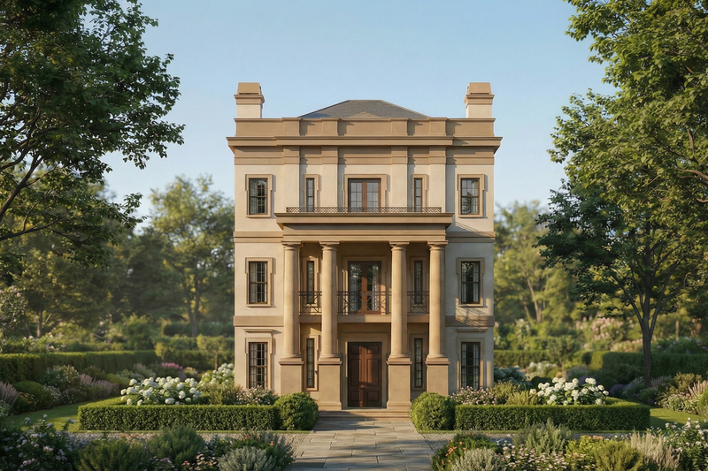 Dream House Plan - Exterior - Front Elevation 5 for Classical House Plan #119-343 - 4 bed, 3.5 bath