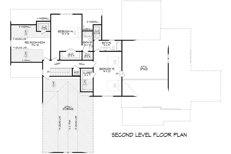 House Blueprint - Floor Plan - Upper Floor for Traditional House Plan #932-1064 - 4 bed, 4.5 bath