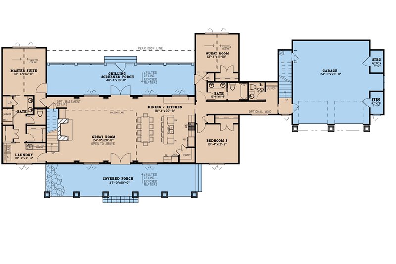 Home Plan - Floor Plan - Main Floor for Country House Plan #923-199 - 4 bed, 3.5 bath
