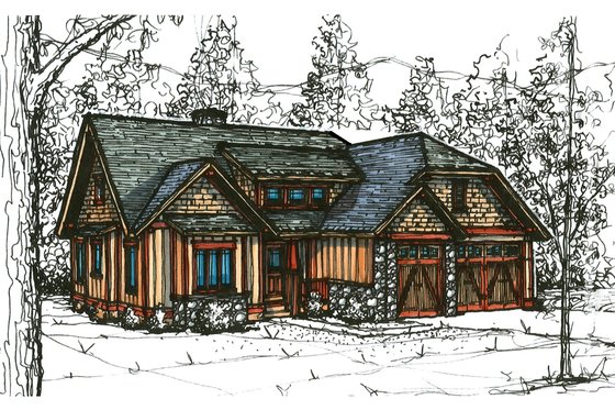 Exterior - Front Elevation 3 for Craftsman House Plan #921-19 - 3 bed, 2.5 bath