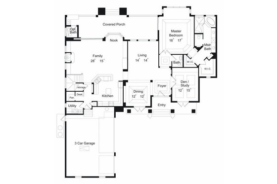 Floor Plan - Main Floor for European House Plan #417-401 - 4 bed, 3.5 bath