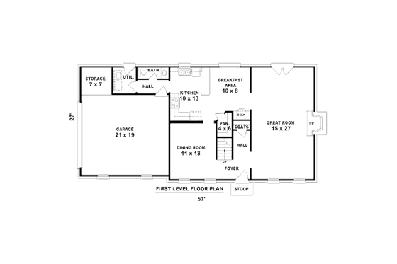 Floor Plan - Main Floor for European House Plan #81-13773 - 3 bed, 2.5 bath