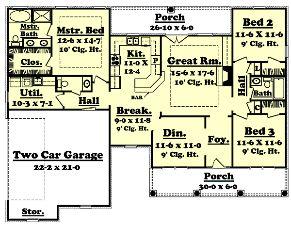 Home Plan - Colonial Floor Plan - Main Floor Plan #430-23