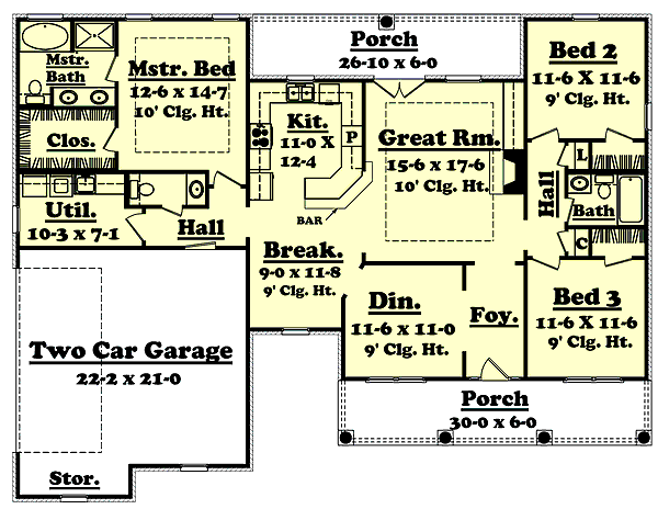 Architectural House Design - Colonial Floor Plan - Main Floor Plan #430-23