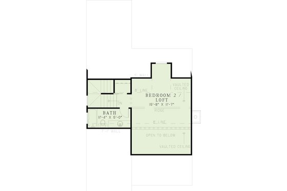 Floor Plan - Upper Floor for Southern House Plan #17-565 - 2 bed, 2 bath