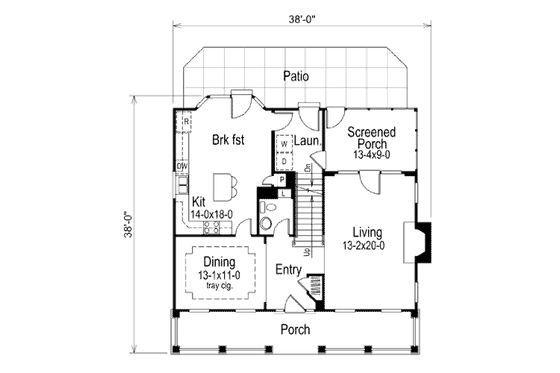 Floor Plan - Main Floor for Country House Plan #57-336 - 3 bed, 2.5 bath