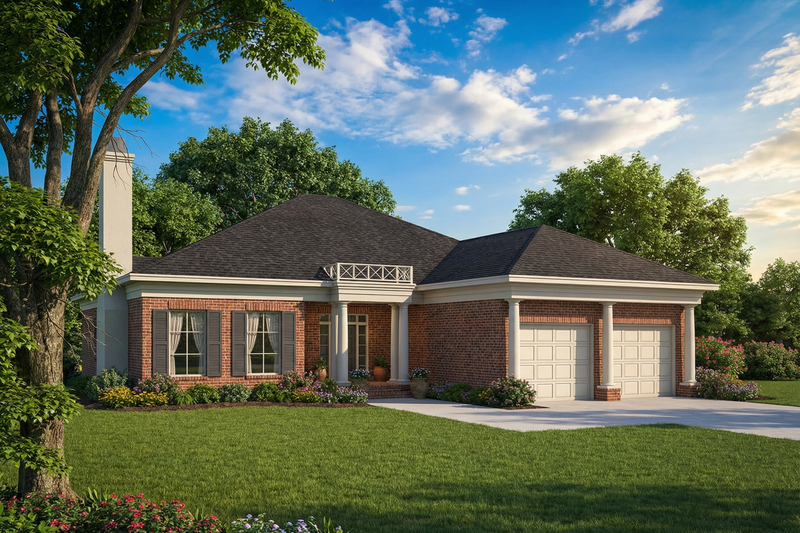 House Blueprint - Exterior - Front Elevation 3 for European House Plan #17-1019 - 3 bed, 2.5 bath