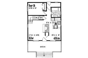 Floor Plan - Main Floor for Cottage House Plan #47-106 - 3 bed, 1.5 bath