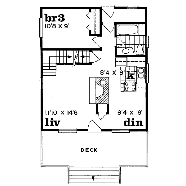 Cottage Floor Plan - Main Floor Plan #47-106