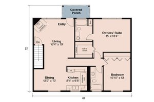 Floor Plan - Main Floor for Traditional House Plan #124-1304 - 2 bed, 2 bath