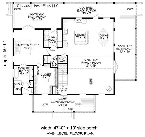 Home Plan - Southern Floor Plan - Main Floor Plan #932-802