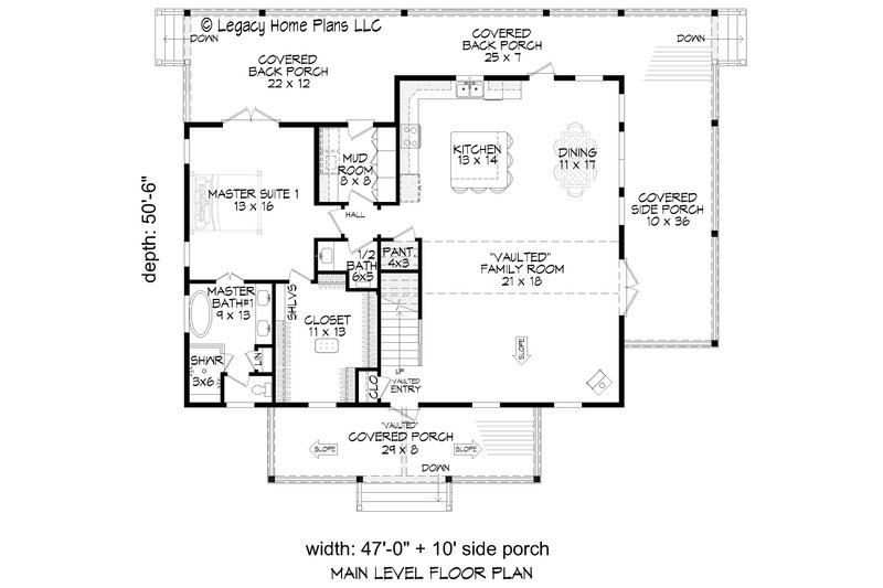Home Plan - Floor Plan - Main Floor for Southern House Plan #932-802 - 3 bed, 3.5 bath