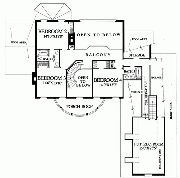 Southern Floor Plan - Upper Floor Plan #137-195