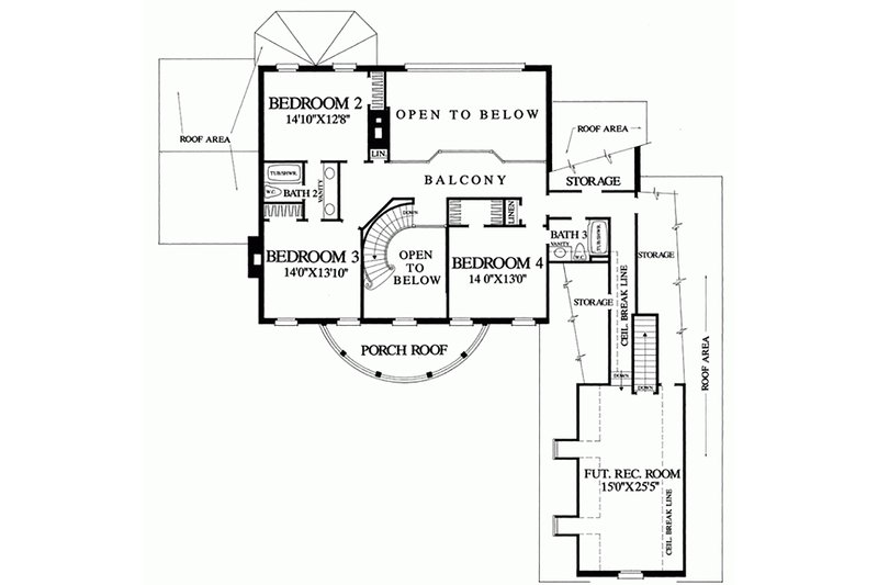 Home Plan - Floor Plan - Upper Floor for Southern House Plan #137-195 - 4 bed, 3 bath