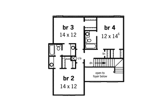 Floor Plan - Upper Floor for European House Plan #16-252 - 4 bed, 3.5 bath