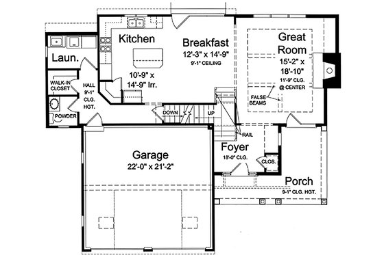 Floor Plan - Main Floor for Craftsman House Plan #46-470 - 4 bed, 2.5 bath