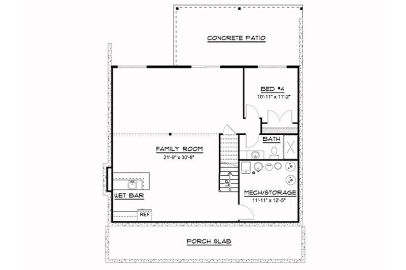 Architectural House Design - Floor Plan - Lower Floor for Cottage House Plan #1064-351 - 3 bed, 2.5 bath