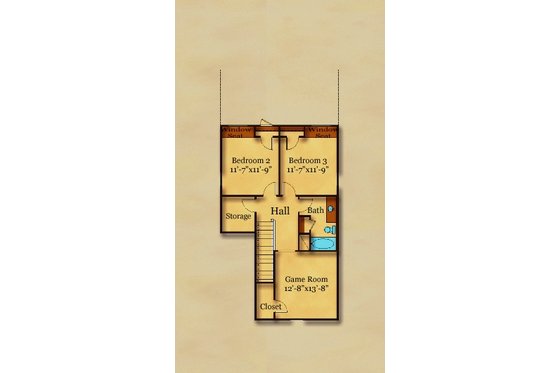 Floor Plan - Upper Floor for Cottage House Plan #442-3 - 3 bed, 2.5 bath