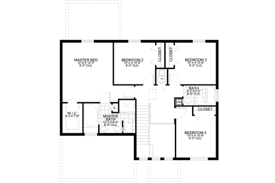 Floor Plan - Upper Floor House Plan #420-134 - 4 bed, 2.5 bath