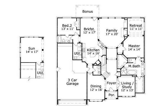 Floor Plan - Main Floor for European House Plan #411-390 - 4 bed, 4.5 bath