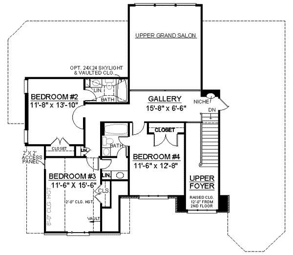 Dream House Plan - Traditional Floor Plan - Upper Floor Plan #119-115