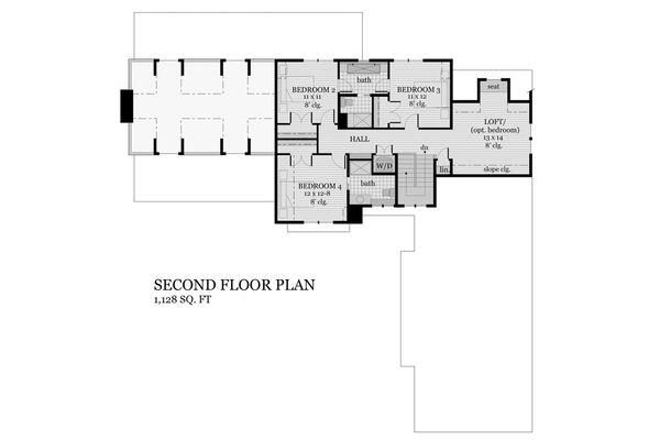 Farmhouse Floor Plan - Upper Floor Plan #51-1145