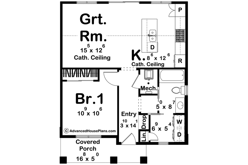 Dream House Plan - Floor Plan - Main Floor for Modern House Plan #455-521 - 1 bed, 1 bath