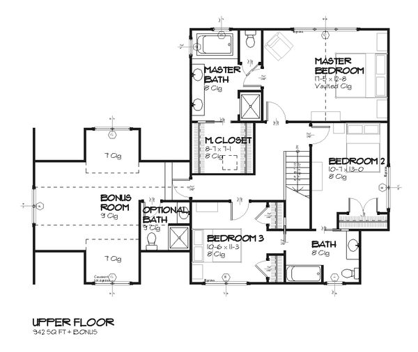 Traditional Floor Plan - Upper Floor Plan #901-81