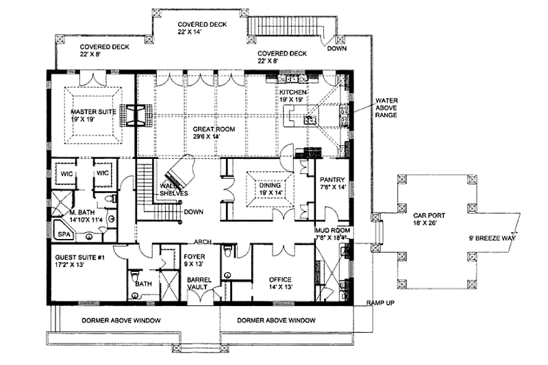 Home Plan - Floor Plan - Main Floor for European House Plan #117-614 - 4 bed, 5.5 bath