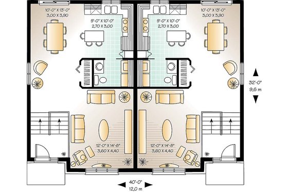 Floor Plan - Main Floor for Colonial House Plan #23-679 - 3 bed, 1.5 bath