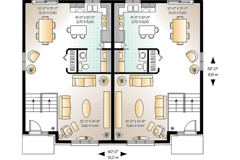 Home Plan - Floor Plan - Main Floor for Colonial House Plan #23-679 - 3 bed, 1.5 bath