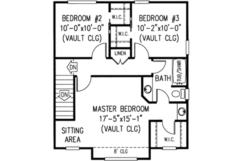House Blueprint - Floor Plan - Upper Floor for Country House Plan #11-212 - 3 bed, 1.5 bath