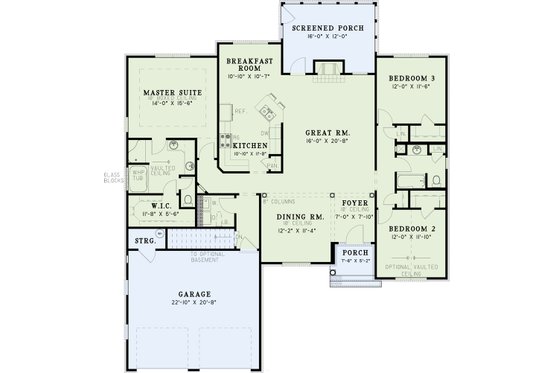 Floor Plan - Main Floor for Traditional House Plan #17-2877 - 3 bed, 2 bath