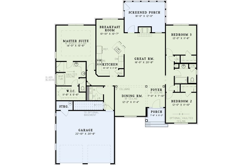 Home Plan - Floor Plan - Main Floor for Traditional House Plan #17-2877 - 3 bed, 2 bath