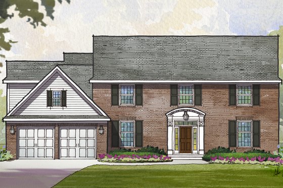 Exterior - Front Elevation for Colonial House Plan #901-115 - 4 bed, 3.5 bath