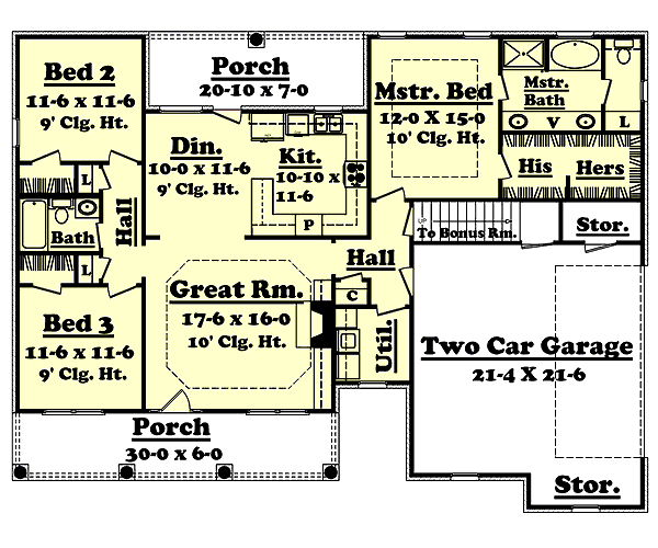 Colonial Floor Plan - Main Floor Plan #430-14