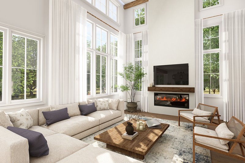 House Blueprint - Interior - Family Room for Farmhouse House Plan #23-2860 - 5 bed, 2 bath
