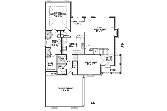 Floor Plan - Main Floor for European House Plan #81-503 - 4 bed, 2.5 bath
