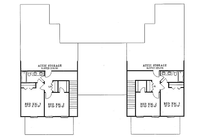 House Blueprint - Floor Plan - Upper Floor for Traditional House Plan #17-2024 - 3 bed, 2.5 bath