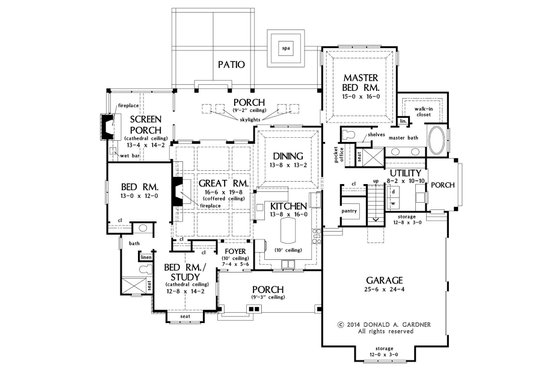 Floor Plan - Main Floor for Craftsman House Plan #929-32 - 3 bed, 2 bath