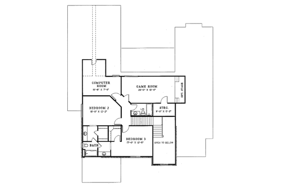 Floor Plan - Upper Floor for Traditional House Plan #17-252 - 3 bed, 2.5 bath