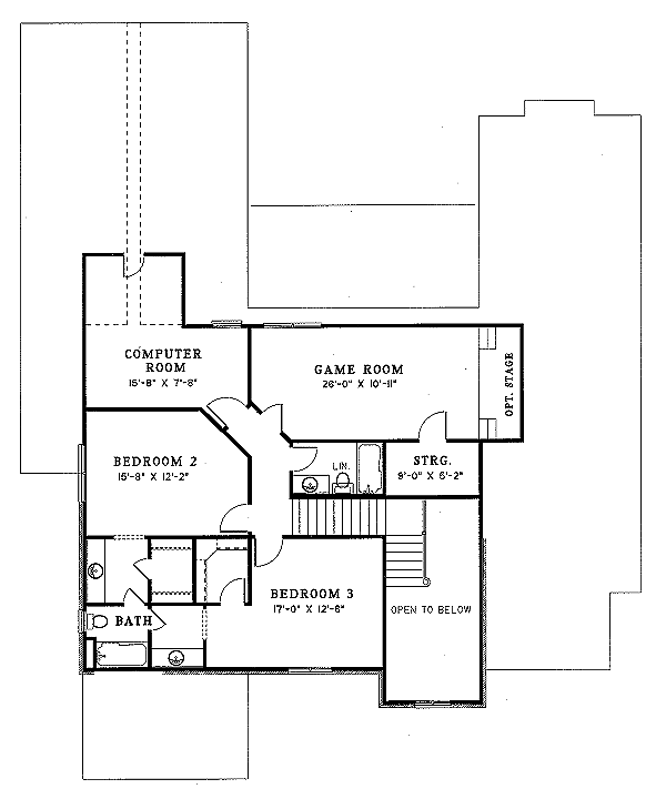 Traditional Floor Plan - Upper Floor Plan #17-252
