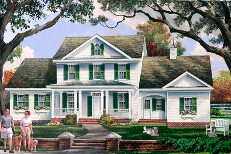 House Plan Design - Exterior - Front Elevation for Farmhouse House Plan #137-398 - 6 bed, 4 bath